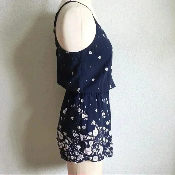 Garage Blue Floral Romper with Cut Out Back Detail - Picture 4 of 7